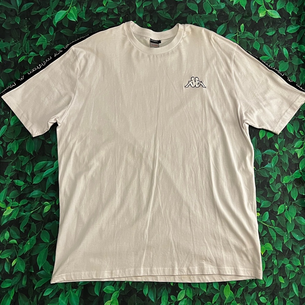 Kappa Logo Tape White Black Crewneck Tee Shirt XXL 2XL